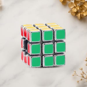 Colorful Cube Genuine 925 Sterling Silver for Charm Bracelet