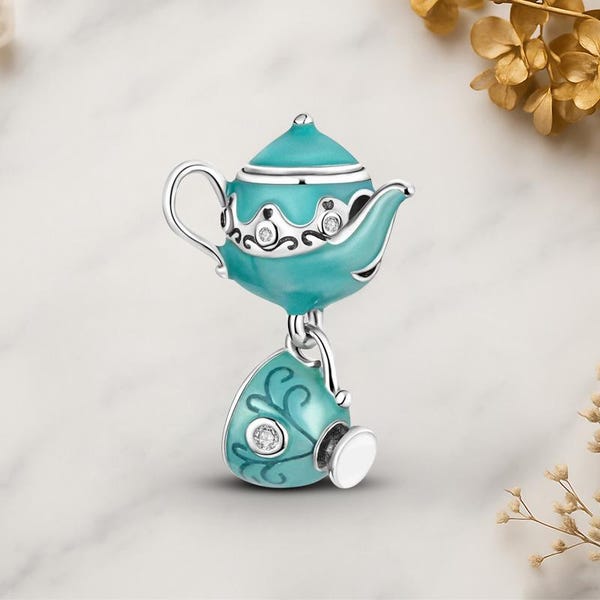 Tea Set Genuine 925 Sterling Silver for Charm Bracelet