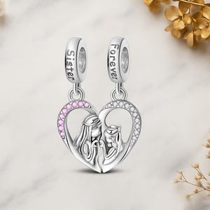 Sister Forever Genuine 925 Sterling Silver for Charm Bracelet