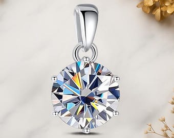 Moissanite Pendant Necklace 925 Sterling Silver Sparkling Real 1 CT D Color