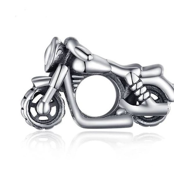 Moto en argent sterling 925 véritable pour bracelet à breloques