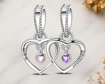 Bracelet à breloques pour maman et fille en argent sterling 925 véritable
