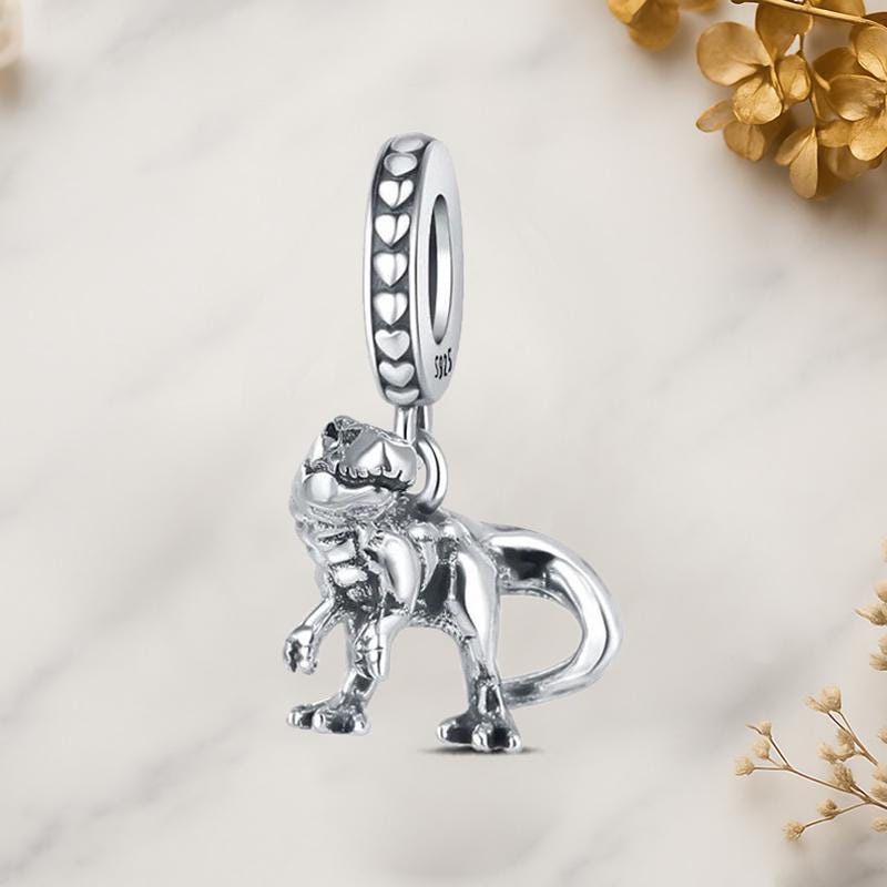 thumbnail image 2 of Realistic Tyrannosaur Dinosaur Charm For European Bracelets – S925 Sterling Silver With Zircon Accents 2 of 6