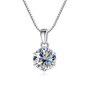 Moissanite Pendant Necklace 925 Sterling Silver Sparkling Real 1 CT D Color