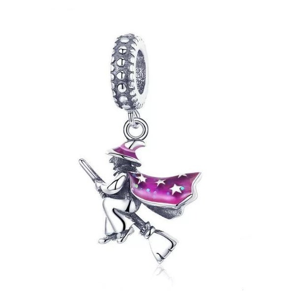 Pendentif sorcière magique en argent sterling 925 véritable pour bracelet à breloques