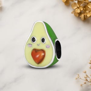 Colgante con forma de aguacate en plata de ley 925 auténtica para pulsera de dijes