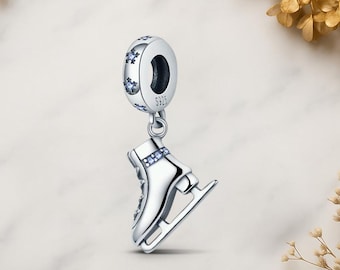 Ice Skates Dangle Genuine 925 Sterling Silver for Charm Bracelet