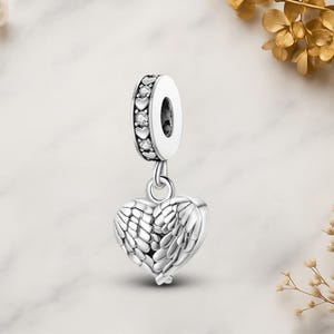 Alas de ángel de la guarda de plata de ley 925 auténtica para pulsera con dijes