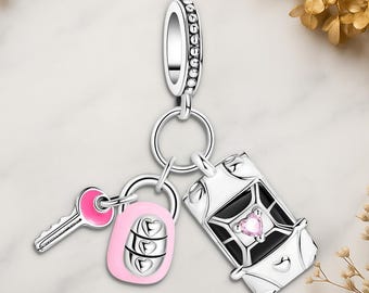 Happy Trip Car Genuine 925 Sterling Silver for Charm Bracelet