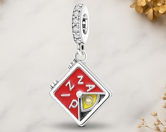 Pizza Box Genuine 925 Sterling Silver for Charm Bracelet