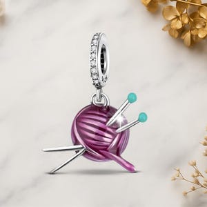 Kit per lavorare a maglia con gomitoli di lana in autentico argento Sterling 925 per bracciale con ciondolo