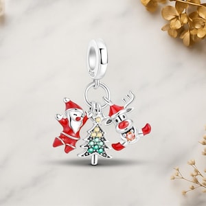 Christmas Santa Claus’s Red Elk Genuine 925 Sterling Silver for Charm Bracelet