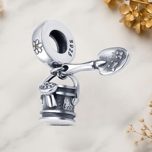 Correa de regadera y paleta de plata de ley 925 auténtica para pulsera de dijes