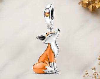Origami Fox Oryginalne srebro próby 925 na bransoletkę z zawieszkami
