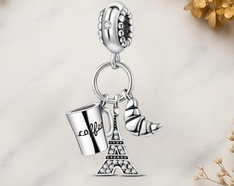 Paris Eiffel Tower Genuine 925 Sterling Silver for Charm Bracelet