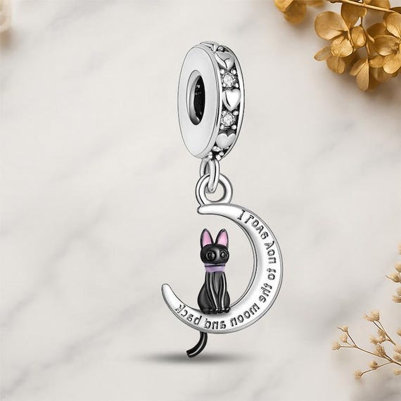 Acheter BAMOER 925 argent Sterling chat suspendus perle coeur pendentif breloques pour les femmes Original Bracelet collier bijoux fins