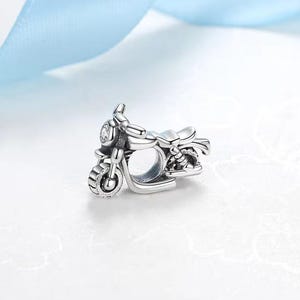 Pulsera con dijes de motocicleta en plata de ley 925 auténtica