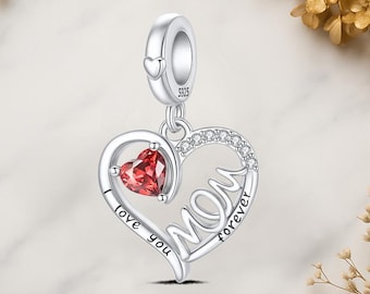 Forever Mom Genuine 925 Sterling Silver for Charm Bracelet