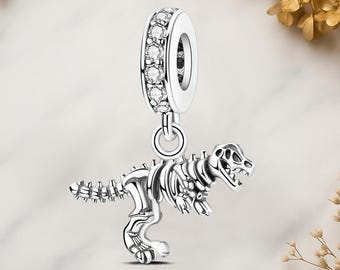 Sterling Silver T-rex Dinosaur Charm for Pandora Bracelet - Etsy Sterling dinosaur  for a Pandora Bracelet main image 1
