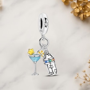 Barman Wodka Cocktail Echt 925 sterlingzilver voor bedelarmband