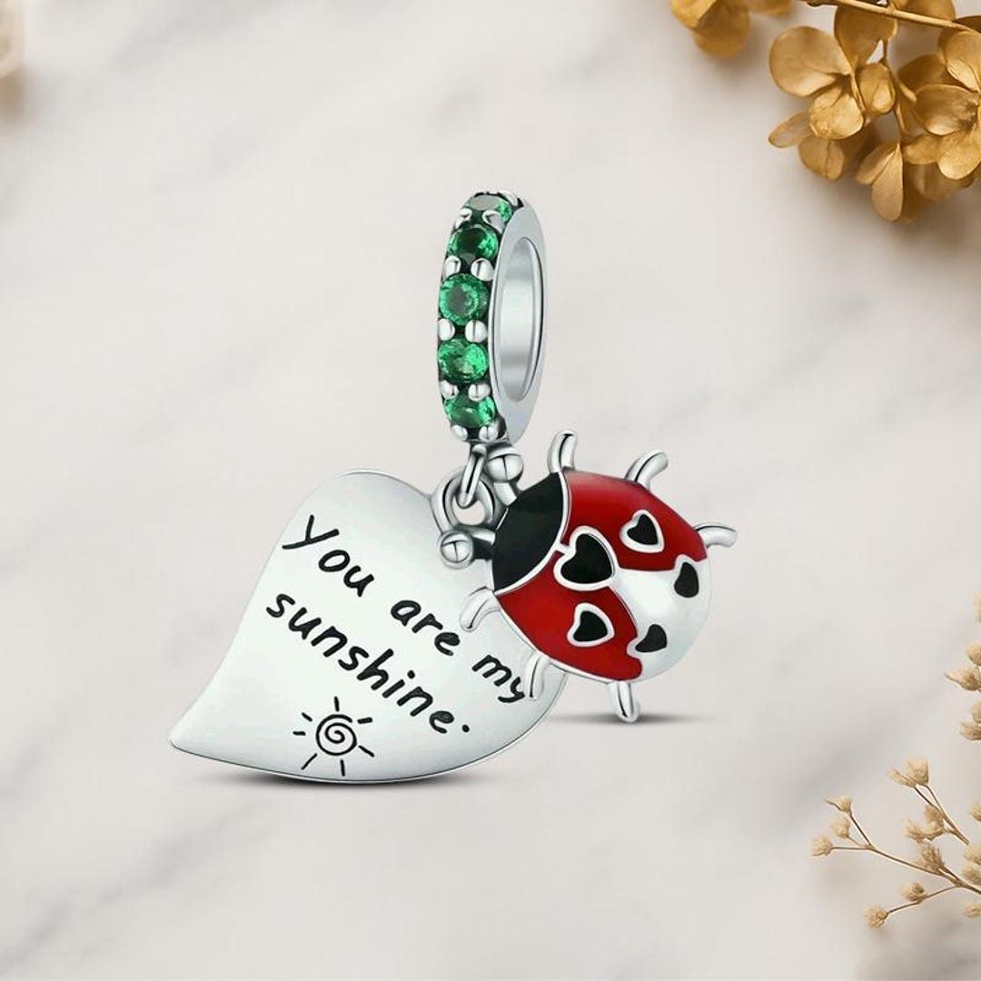 Charme Vintage En Argent Sterling 925 - Coccinelle Sur Une Feuille - 1,5g - 1,8cm - Occasion