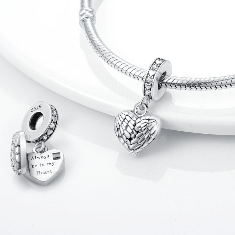 Engelsflügel Armband: 925 Sterling Silber Doppelte Rolo Kette, Handgestempelte Buchstaben Anhänger