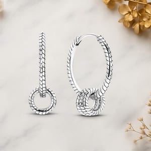 Twisted Hoop Charms Genuine 925 Sterling Silver Earrings For Women Jewelry