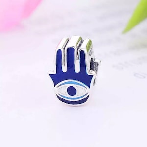Hand of Fatima Amulet Evil Eye Genuine 925 Sterling Silver for Charm Bracelet