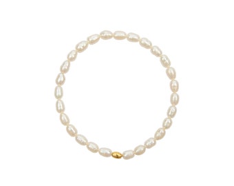 Pearl bracelet with freshwater pearls and white rice pearls | Feel Gorgeous