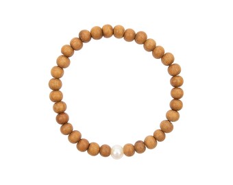 Pearl Bracelet Sandalwood Natural Freshwater Pearl | Feel Calm