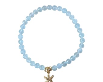 Pearl bracelet with blue aquamarine gemstones | Feel like a Mermaid