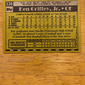 1990 Topps Ken Griffey Jr. #336 Error Card - Etsy