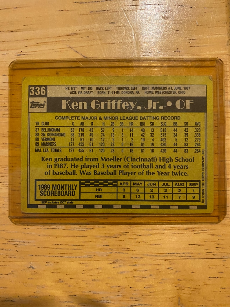 1990 Topps Ken Griffey Jr. 336 Error Card - Etsy