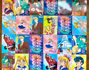Sailor Moon Banpresto mini cards set 1994 vintage - complete hidden Carddass total 24 cards / Sailormoon