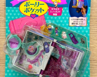 Vintage Polly Pocket Sparkle Snowland Purple Blue Book Compact