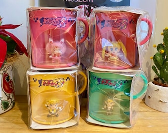 Vintage Sailormoon plastic cup / mug with cute figure year 1994