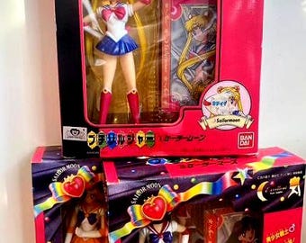 Figuras vintage de Sailor Moon de 1993-94: Sailor Venus, Marte, Júpiter, Bandai Japón