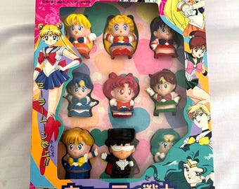 Conjunto de 9 figuras de Sailor Moon S Cutey Warrior con yukata, 1994, Japón
