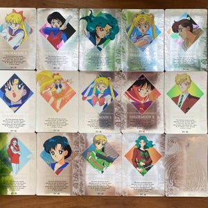 Sailormoon des années 90, vintage officiel prisme argenté brillant collection héros partie 5 cartes PC