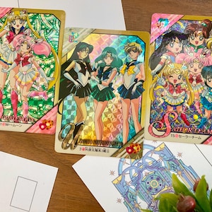 Raro! Bandai 1995 Sailor Moon SS Pretty Soldier Prism conjunto completo de 3 cartas da coleção Sailor Moon