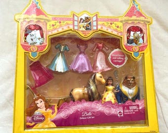 New! Vintage Disney's Belle Deluxe Gift Set - Beauty and the Beast with Carriage