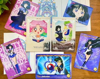 Bandai 90s vintage Sailor Saturn, Chibiusa and Pluto 7 silver card bundle set | Sailormoon Carddass
