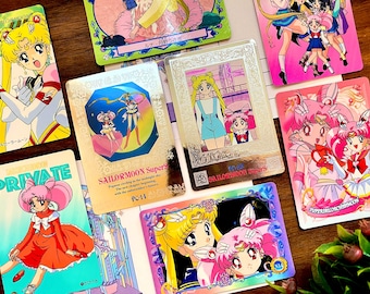 Bandai 90s vintage Sailor moon & Chibiusa silver card bundle set | Sailormoon Carddass