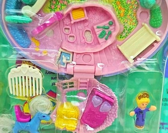 Rare NIB Polly Pocket Unicorn Meadow Sparkling Shinning compact Blue Bird 1995