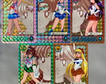 Bandai 90s vintage Sailor Moon /Graffiti Series part 3 - Set of 5 Prism Carddass