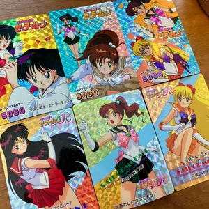 Sailormoon 90s vintage oficial prisma brilhando cartas colecionáveis Amada PP parte 2 e 3
