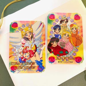Raro vestido de noiva vintage Sailor Moon Sailor Stars Petit de 1996, cartas Prism + conjunto completo de cartas normais