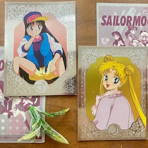 Colección oficial vintage de Sailor Moon de los años 90 con prismas plateados grandes y brillantes, parte 3