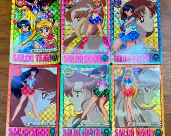 Full Set | Sailor Moon Bandai /Graffiti Series part 2 - Set of 6 Prism Carddess | 90s Vintage Shinning Cards