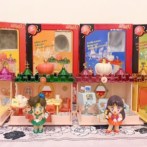 Château Sailor Mars vintage 1992 100 % complet jouant à une maison de poupée miniature Bandai Buy set of 4